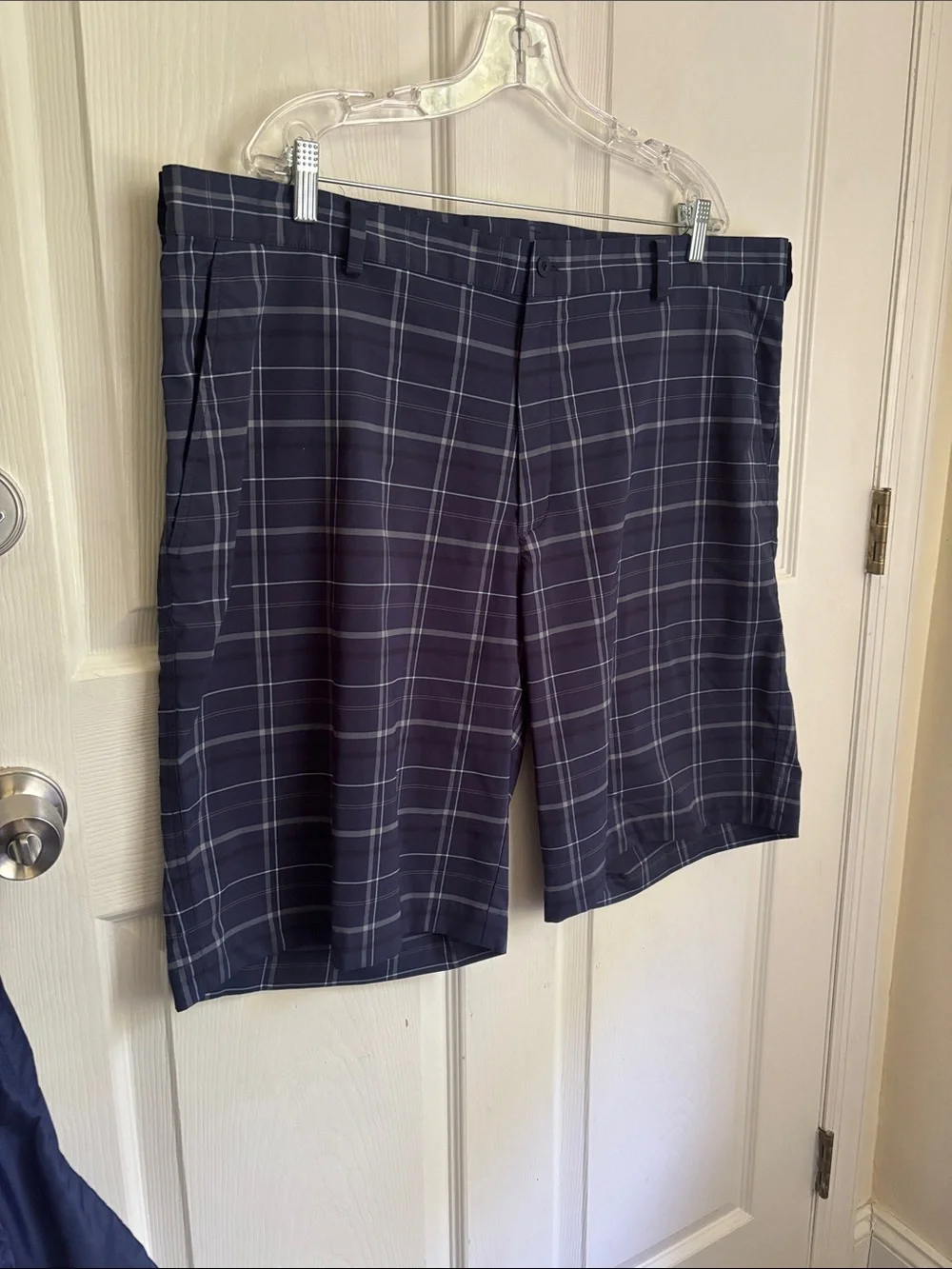 NIKE Dri Fit Golf Navy Plaid Performance Shorts Size